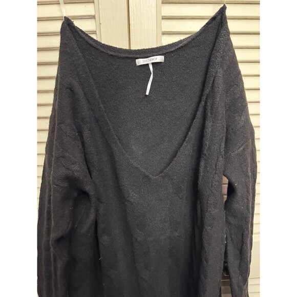 STITCHDROP knitted fluffy rib oversized crew mini dress in black Size L - Picture 3 of 6